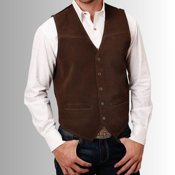 Mens Premium Leather Vest – Classic Western Style