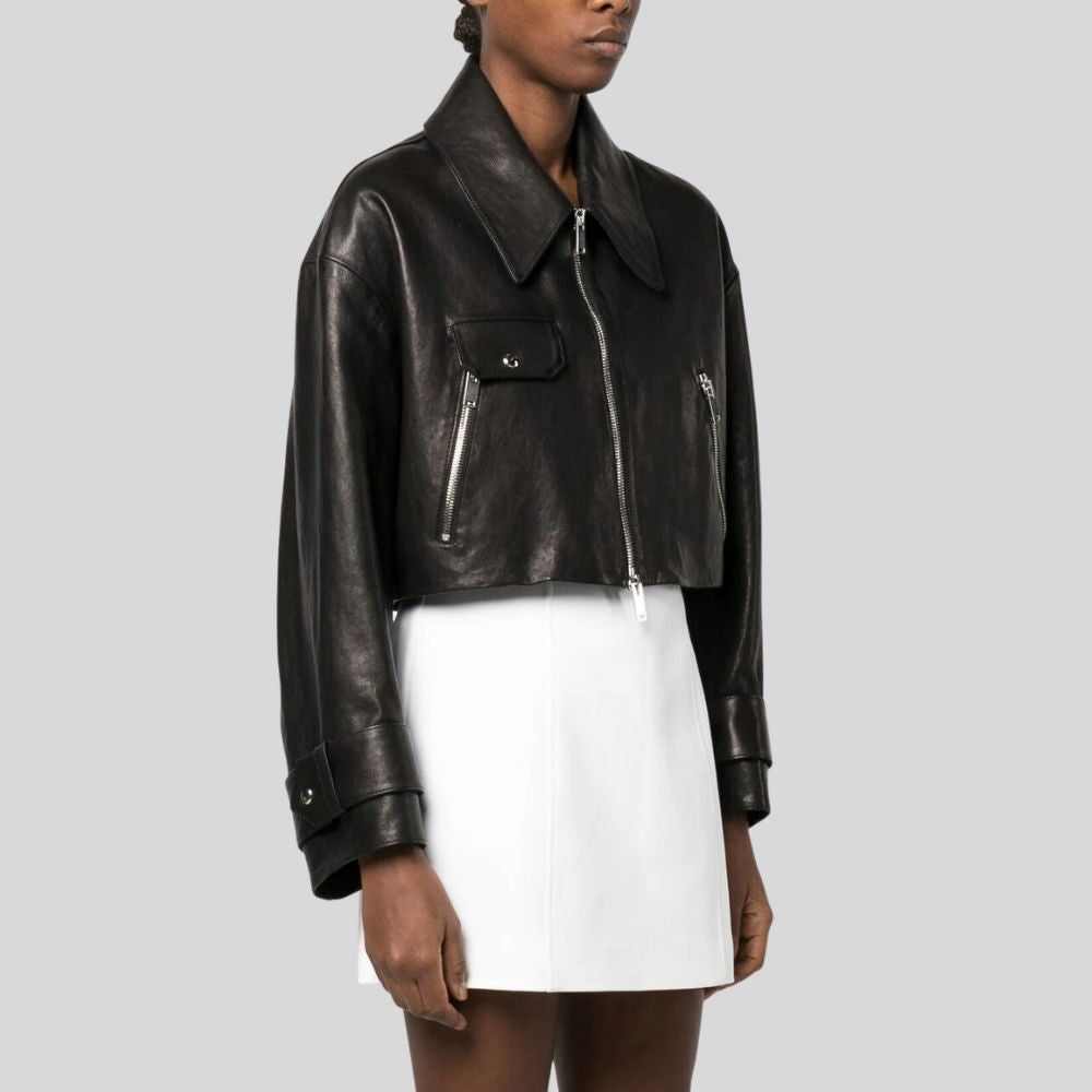 Trendy Cropped Leather Jacket Womens – Iconic Fashion Statement