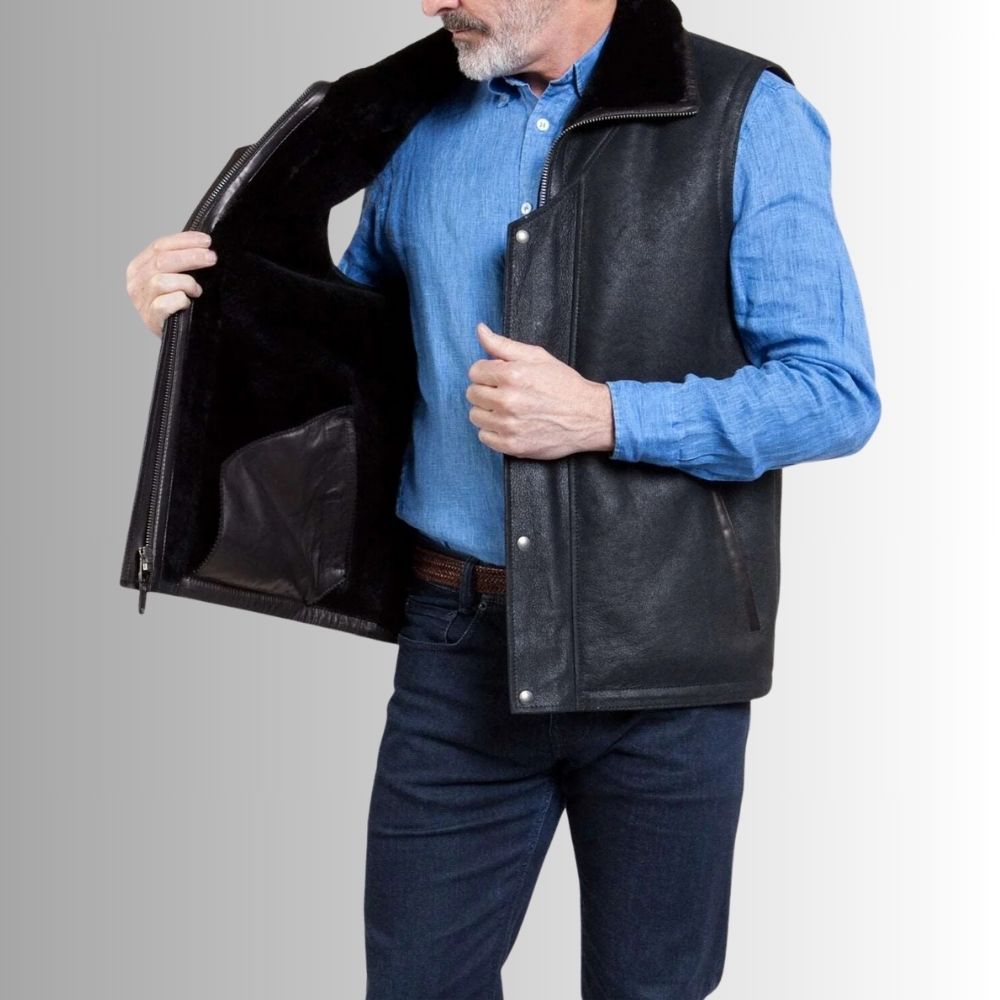 Mens Classic Leather Western Vest – Premium Craftsmanship