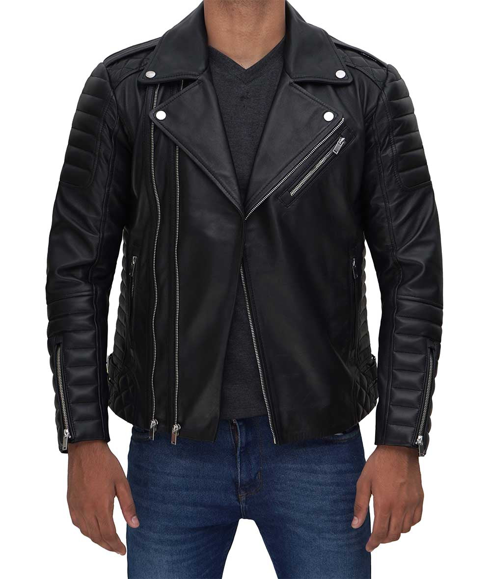 Mens Quilted Leather Motorcycle Jacket – Modern Biker Style