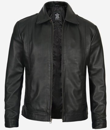 Mens Classic Vintage Leather Jacket – Distressed Look, Modern Comfort