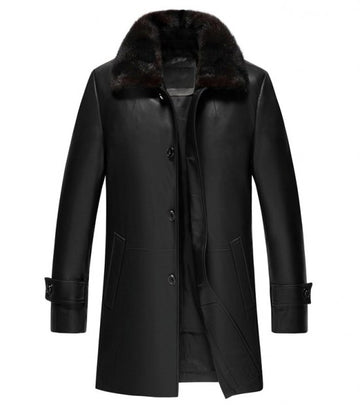 Premium Leather Trench Coat for Men – Ultimate Winter Protection