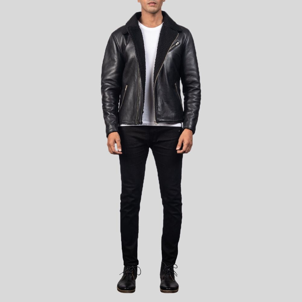 Shearling Bomber Leather Jacket - Luxury Winter Wear