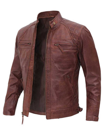 Stylish Quilted Leather Jacket for Men – Rugged Moto Appeal