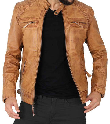 Classic Mens Quilted Moto Jacket – Timeless Leather Look