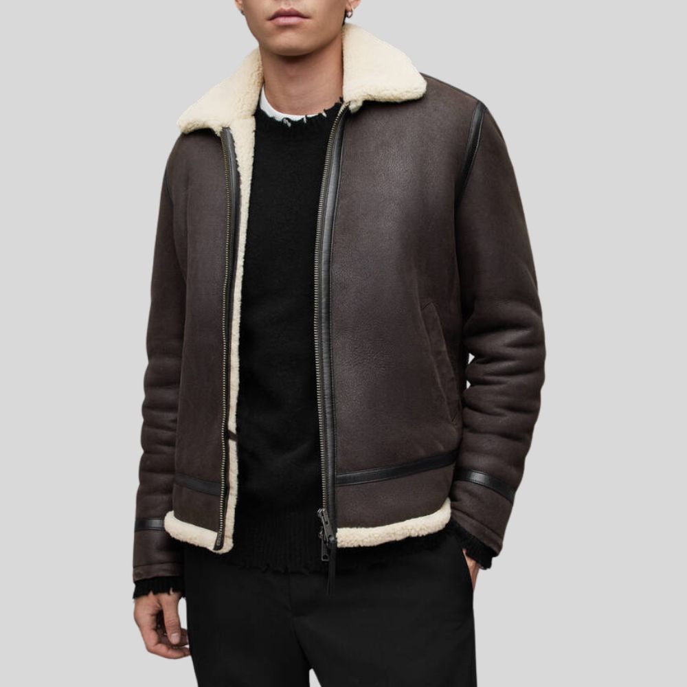 Shearling Bomber Leather Jacket - Stylish and Functional