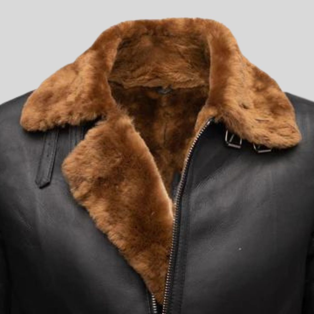 Timeless Bomber Leather Jacket - Genuine Shearling Inside