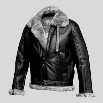 Mens Shearling Bomber Leather Jacket - Iconic Design