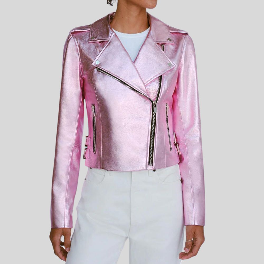 Premium Crop Leather Jacket – Trendy Women's Cropped Biker Style