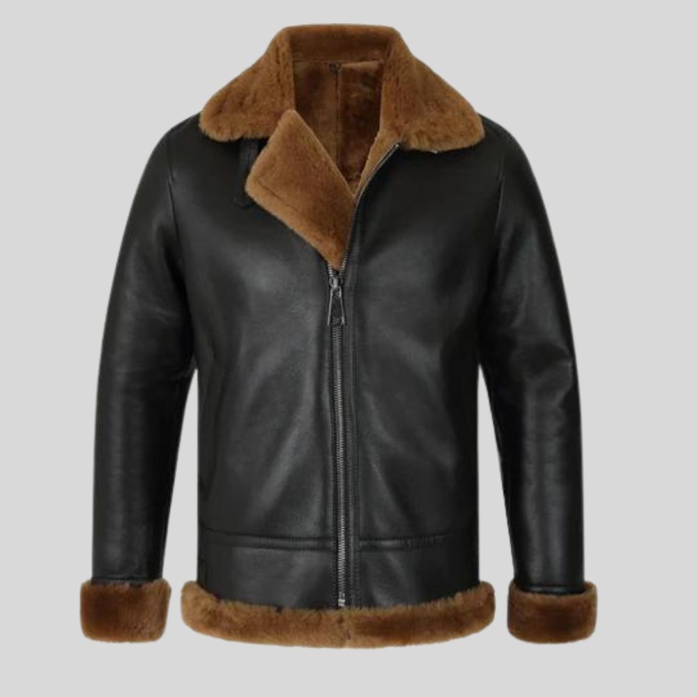 Timeless Bomber Leather Jacket - Genuine Shearling Inside