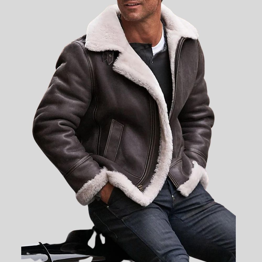 Top-Grade Bomber Leather Jacket - Plush Shearling Interior