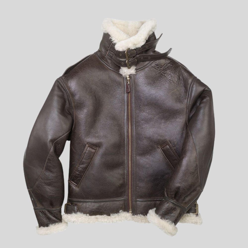 Mens Bomber Jacket – Shearling-Lined Leather for Cold Weather