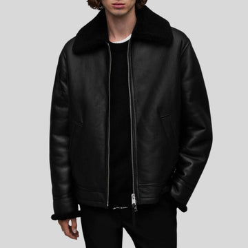 Mens Bomber Jacket – Genuine Leather with Shearling Details