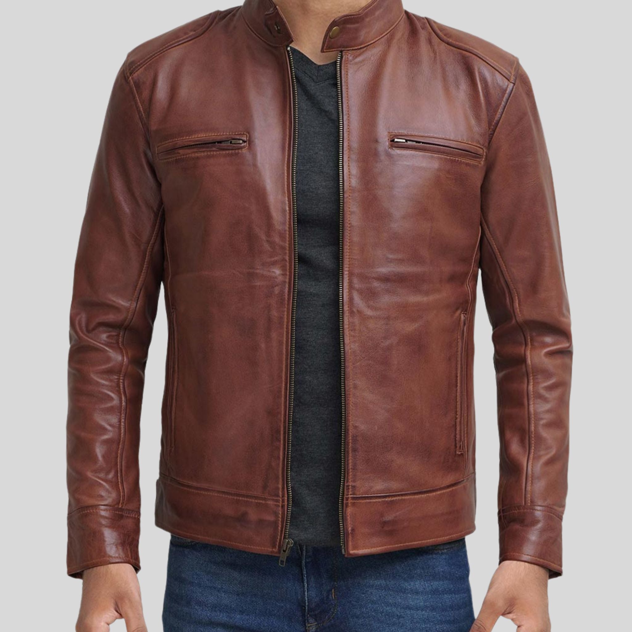 Mens Sleek Leather Motorcycle Jacket – Enhance Your Riding Experience