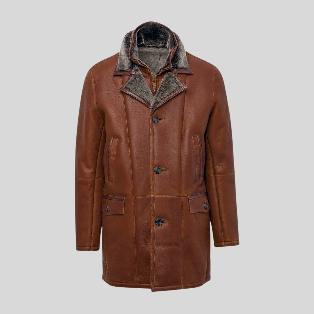 Mens Bomber Leather Jacket - Shearling Edition for Winter