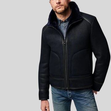 Top-Quality Shearling Bomber Leather Jacket - For the Discerning Man