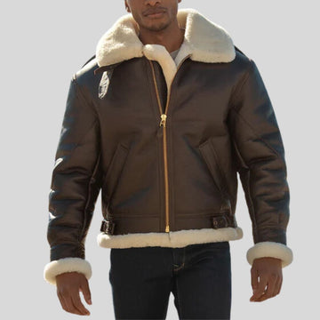 Mens Bomber Jacket – Shearling-Lined Leather for Cold Weather