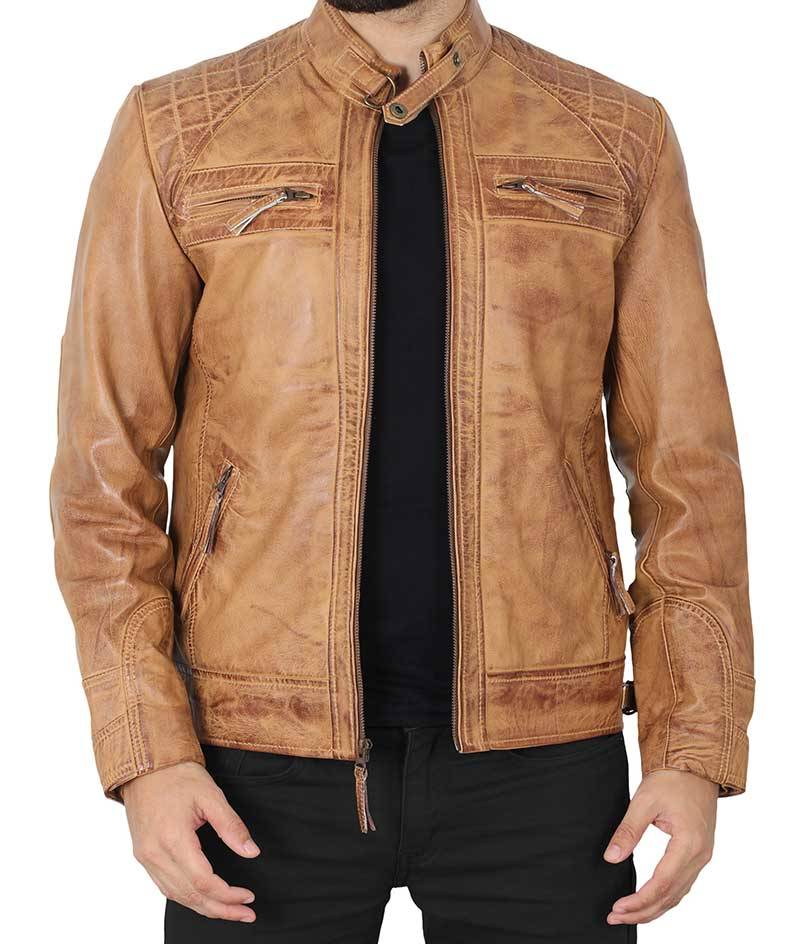 Classic Mens Quilted Moto Jacket – Timeless Leather Look