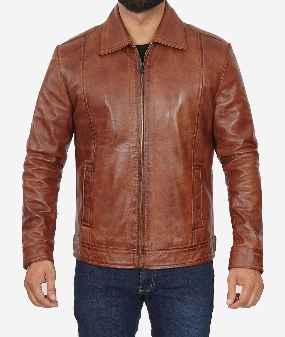 Authentic Vintage Leather Jacket for Men – Distressed Finish