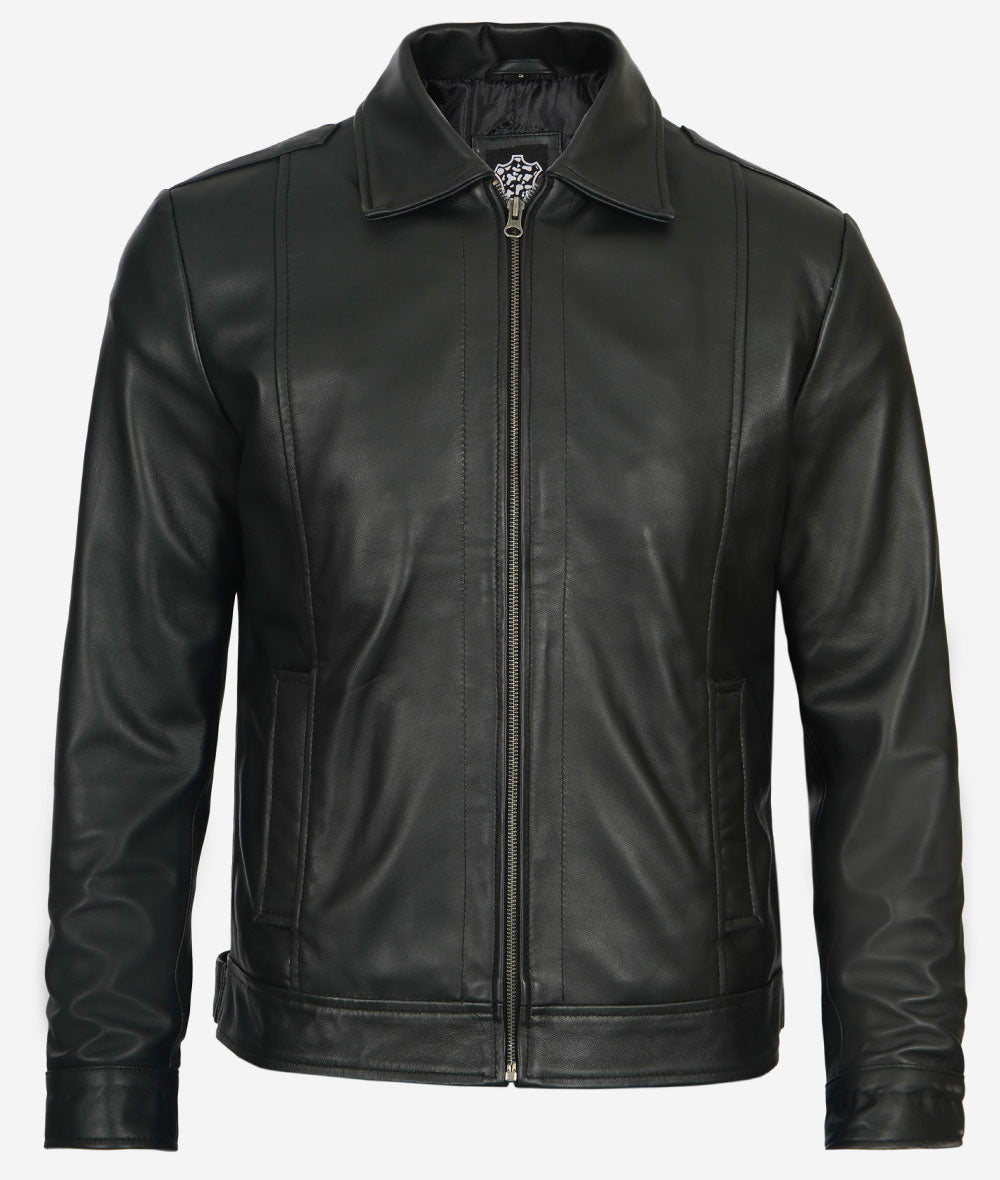 Mens Classic Vintage Leather Jacket – Distressed Look, Modern Comfort