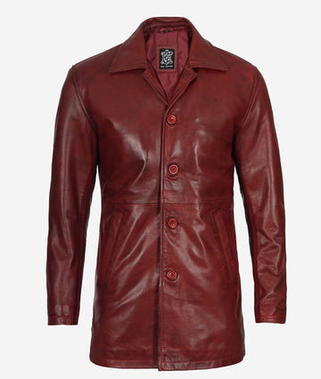 Luxury Leather Trench Coat for Men – Elegant Outerwear