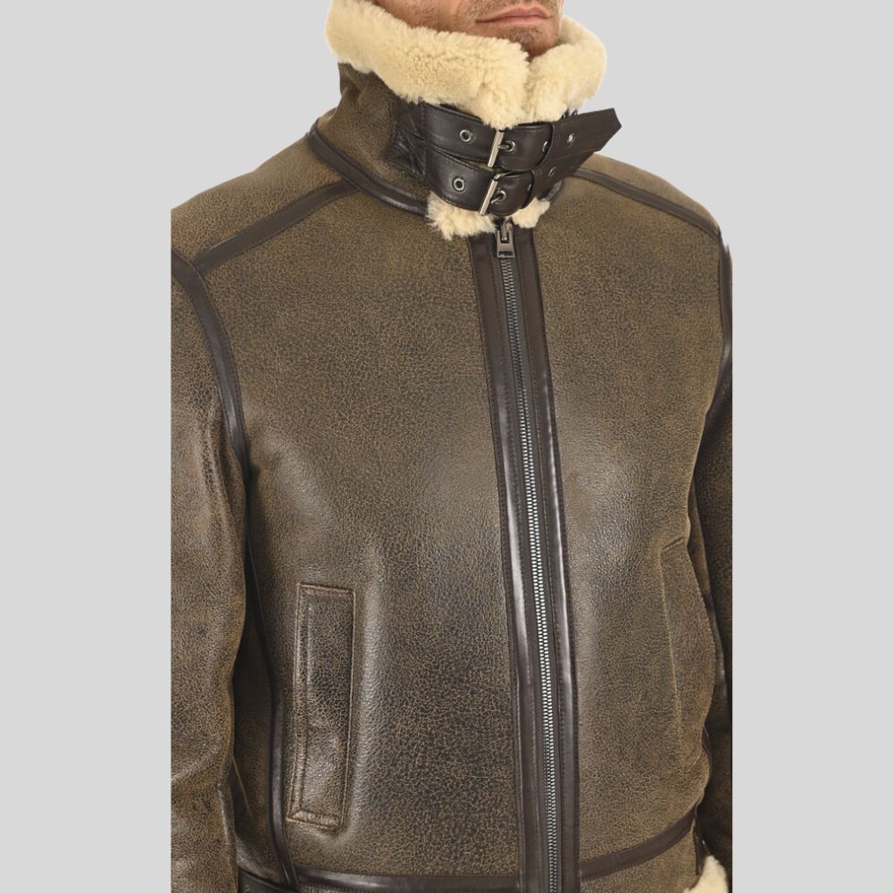 Classic Shearling Leather Bomber – Timeless Winter Essential