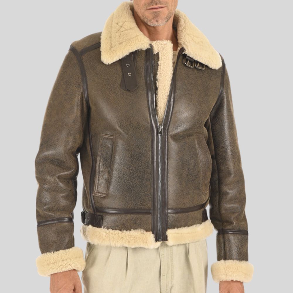 Classic Shearling Leather Bomber – Timeless Winter Essential