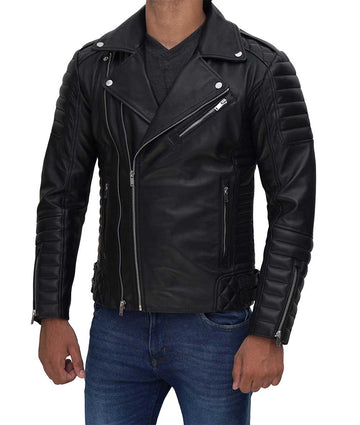 Mens Quilted Leather Motorcycle Jacket – Modern Biker Style