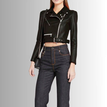 Stylish Crop Leather Jacket for Women – Perfect for Any Season