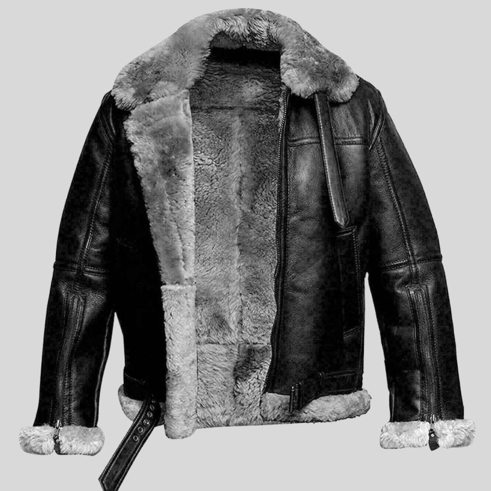 Mens Shearling Bomber Leather Jacket - Iconic Design