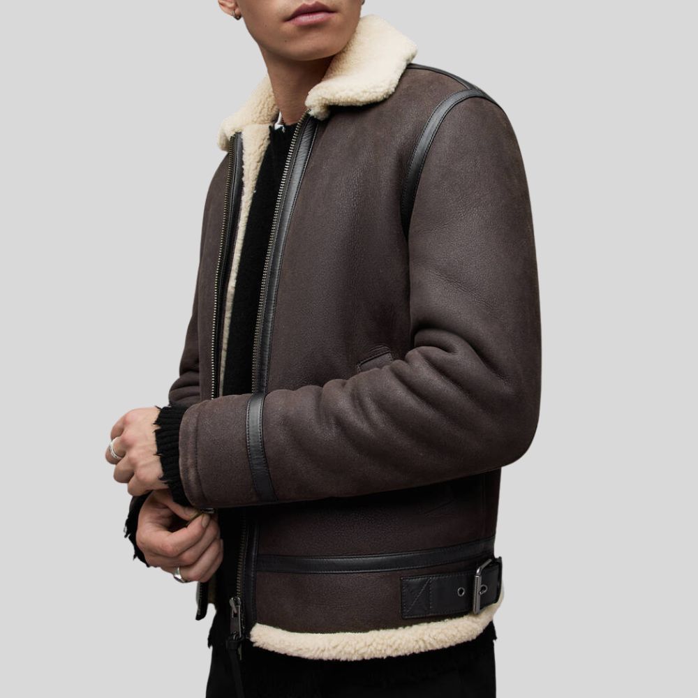 Shearling Bomber Leather Jacket - Stylish and Functional