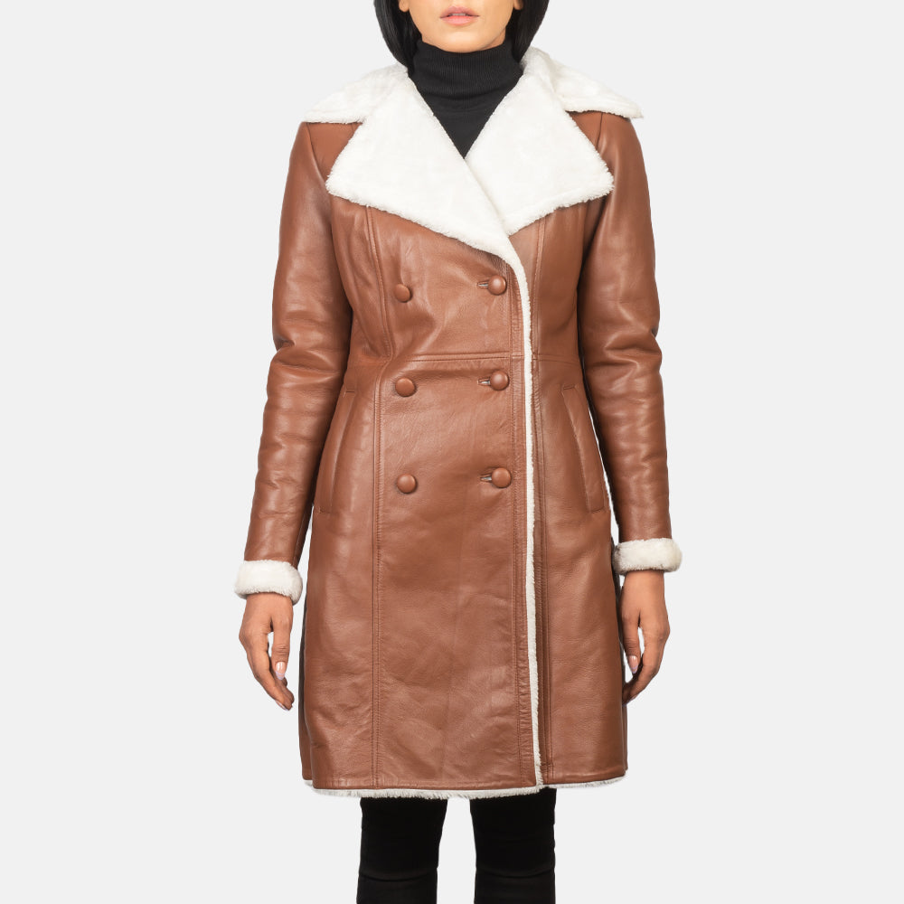 Stylish Leather Shearling Womens Jacket – Classic Design Meets Modern Comfort
