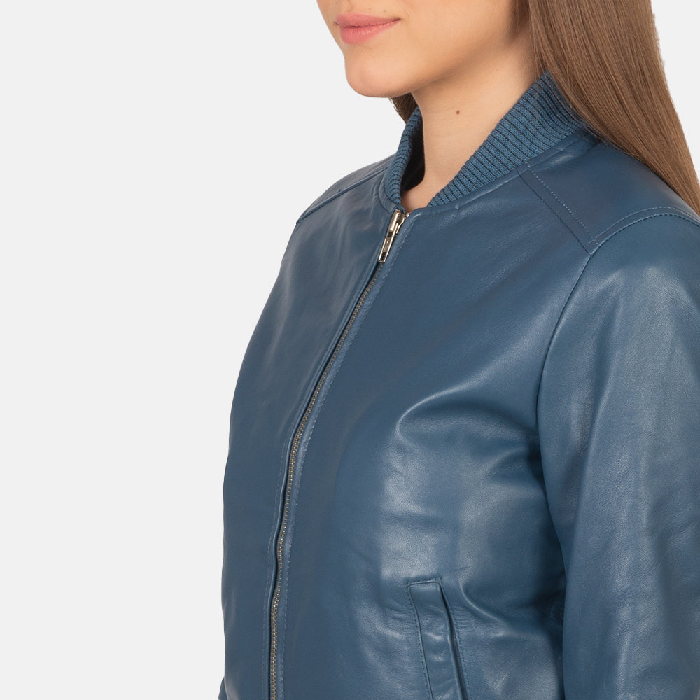 Womens Premium Leather Bomber Jacket – Luxury and Comfort