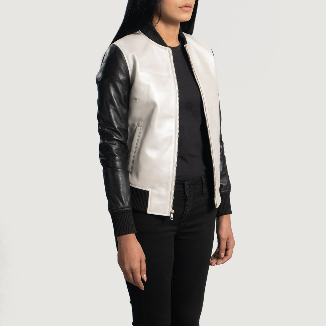 Stylish Womens Bomber Leather Jacket – Statement Piece