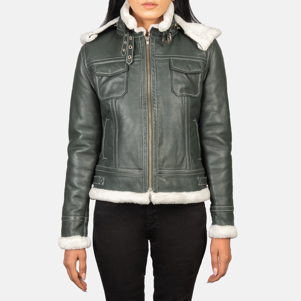 Chic Leather Shearling Womens Jacket – Perfect for Winter