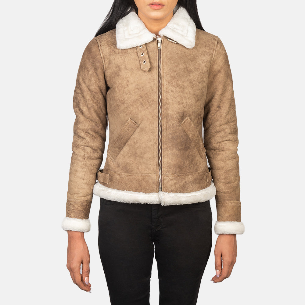 Elegant Womens Leather Bomber Jacket – Casual Chic