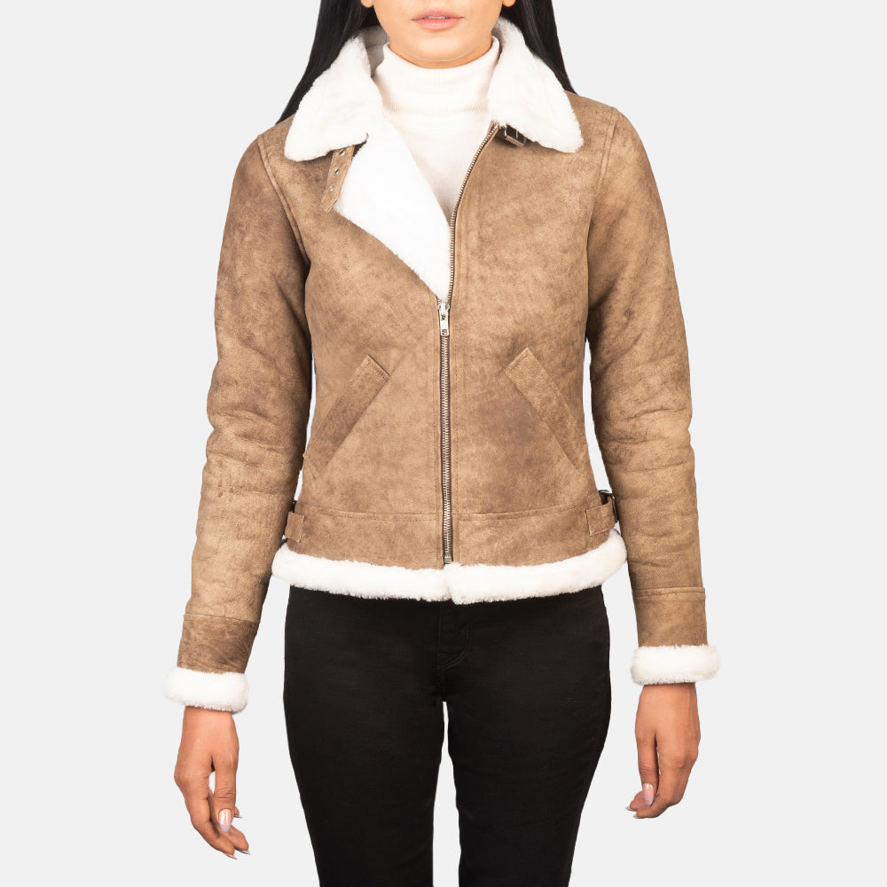 Elegant Womens Leather Bomber Jacket – Casual Chic