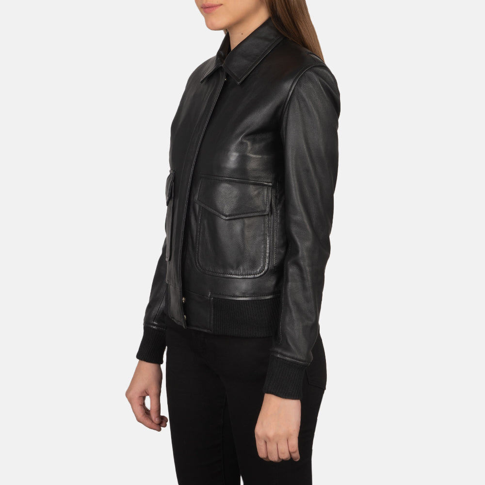 Womens Vintage Leather Bomber Jacket – Retro Cool