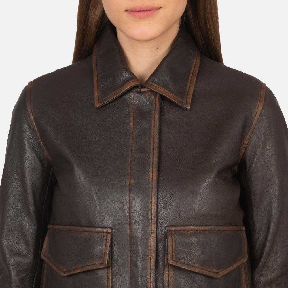 Durable Womens Leather Bomber Jacket – Rugged and Stylish