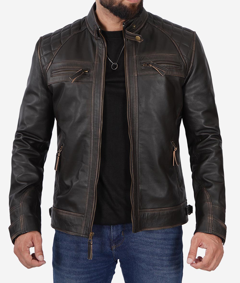 Mens Quilted Leather Moto Jacket – Ultimate Style & Comfort