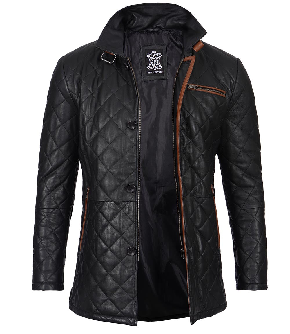 Premium Quilted Leather Jacket for Men – Sleek Moto Design