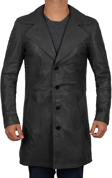 Designer Leather Trench Coat for Men – Refined Elegance