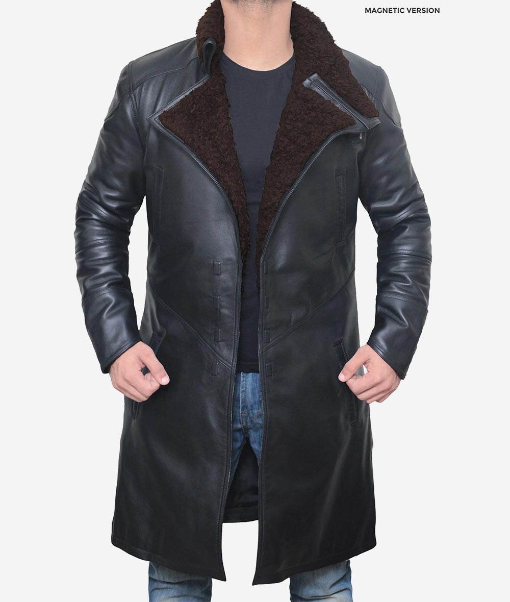 Black Leather Trench Coat for Men – Classic and Versatile