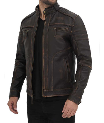 Mens Vintage Distressed Leather Jacket – Premium Quality, Classic Design