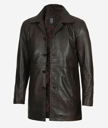 Modern Leather Trench Coat for Men – Sleek and Stylish