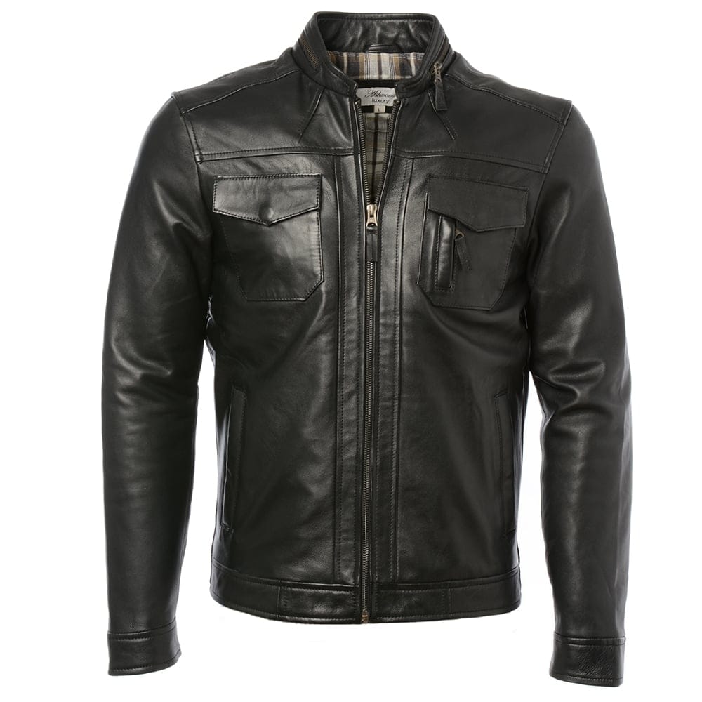 Classic Black Leather Motorcycle Jacket for Men – High-Quality Gear