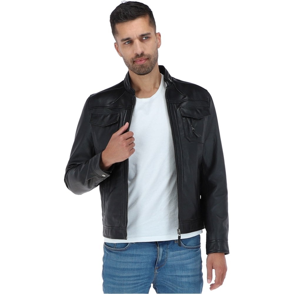 Classic Black Leather Motorcycle Jacket for Men – High-Quality Gear