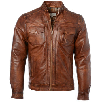 Mens Authentic Leather Biker Jacket – Perfect for Riding