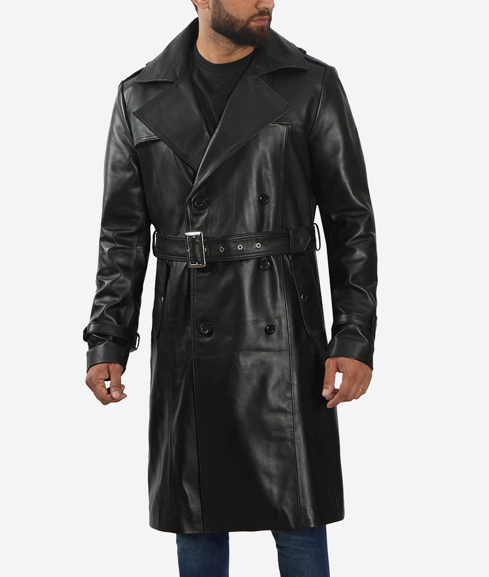 Mens Leather Trench Coat – Timeless Style and Durability