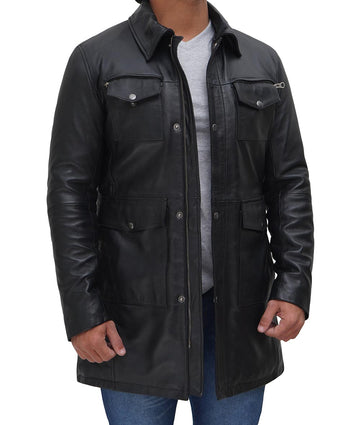 Vintage Leather Trench Coat for Men – Rugged and Sophisticated